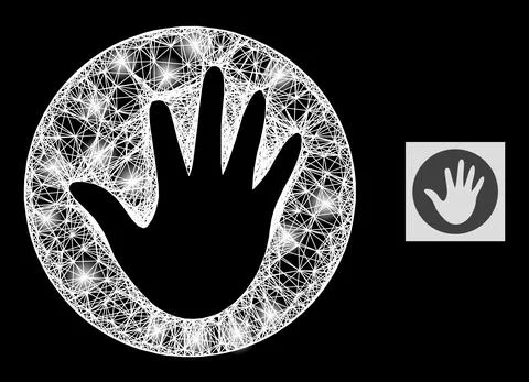 Constellation Irregular Mesh Hand Circle with Lightspots Stock Illustration