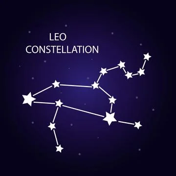 The constellation of Leo with bright stars. Vector illustration. Stock Illustration