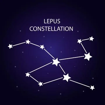The constellation Lepus with bright stars. Vector illustration. Stock Illustration