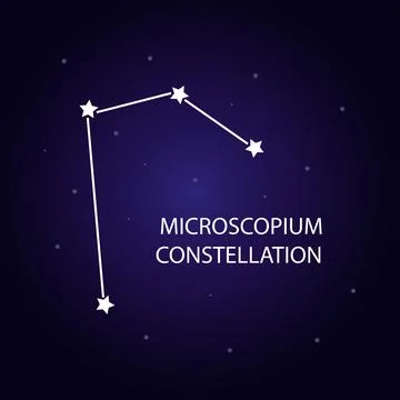 The constellation of Microscopium with bright stars. Vector illustration. Stock Illustration