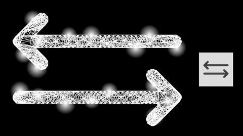 Constellation Network Mesh Flip Arrows Horizontally with Light Spots Stock Illustration