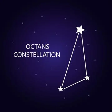 The constellation of Octans with bright stars. Vector illustration. Stock Illustration