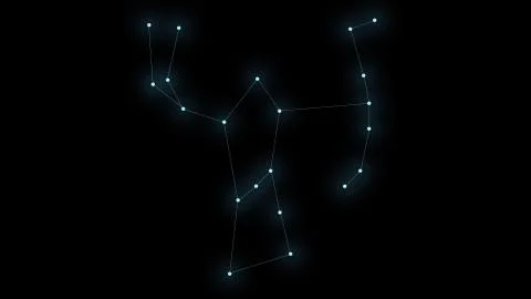 Constellation Oreon on a black background. Glowing blue stars are connected by Stock Illustration