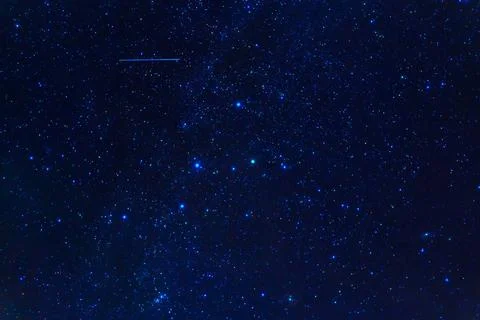 Constellation of Orion on background of blue starry sky. Astrophotography of Stock Photos