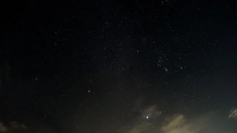 Constellation Orion Rises Above Clouds and Stars Time Lapse Stock Footage 278546726
