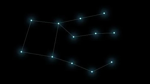 The constellation Pegasus on a black background. Glowing blue stars are Stock Illustration