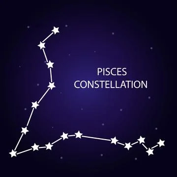 The constellation of Pisces with bright stars. Vector illustration. Stock Illustration