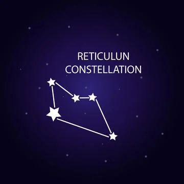 The constellation of Reticulum with bright stars. Vector illustration. Stock Illustration