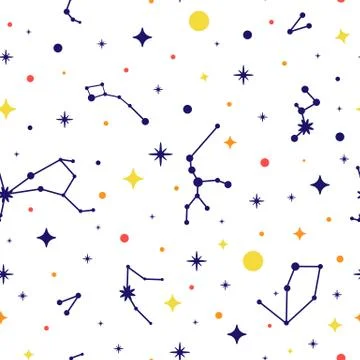 Constellation seamless pattern. Space background. Space pattern with stars, c Stock Illustration