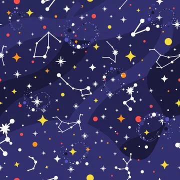 Constellation seamless pattern. Space background. Galaxy print. Space pattern Stock Illustration