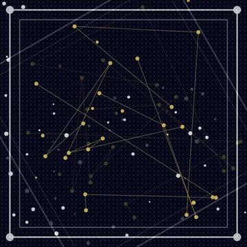 Constellation star map with geometric grid overlay on dark space background Stock Illustration