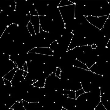 Constellation stars seamless pattern template for children babies Stock Illustration