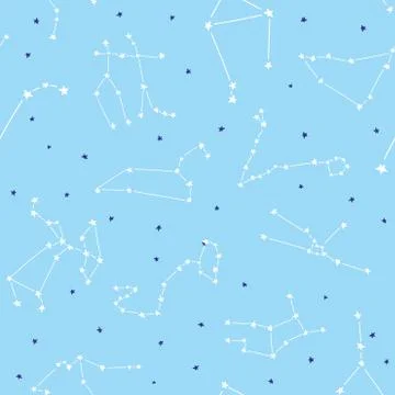 Constellation stars seamless pattern template for children babies Stock Illustration