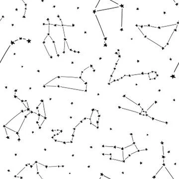 Constellation stars seamless pattern template for children babies Stock Illustration