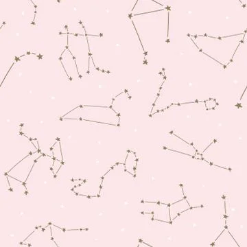 Constellation stars seamless pattern template for children babies Stock Illustration
