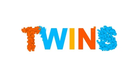 Constellation of a TWINS from letters of different colors appears behind small Video stock 87010611