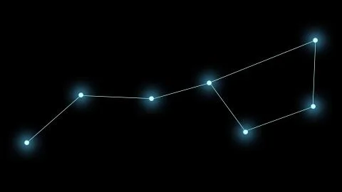 Constellation Ursa Major on a black background. Glowing blue stars are connected Stock Illustration