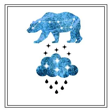 Constellation ursa major starfall cloud cloud it's raining vector Illustrazione stock
