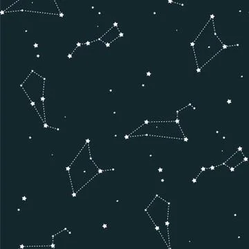 Constellation vector seamless pattern of abstract galaxy cartoon universe Stock Illustration