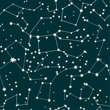 Constellations background, sky map, stars pattern. Vector Stock Illustration