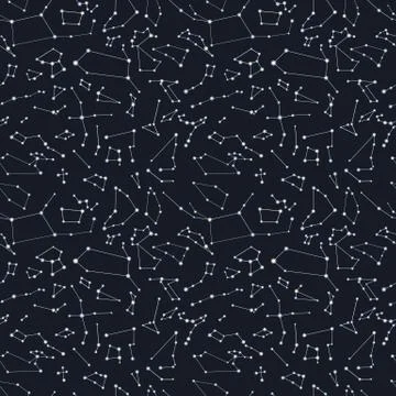 Constellations on dark background pattern Stock Illustration