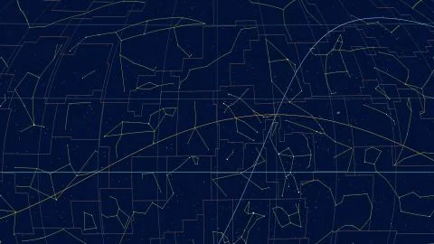 Constellations, Ecliptic overview. Shapes, 120 RA Stock Illustration
