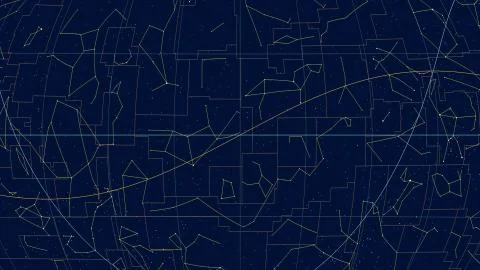 Constellations, Ecliptic overview. Shapes, 180 RA Stock Illustration