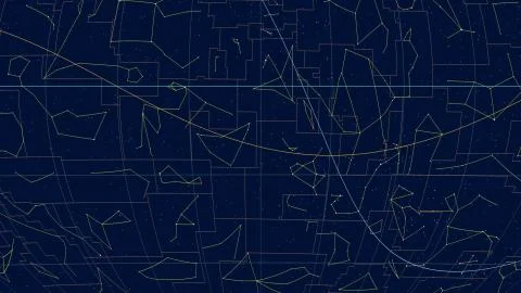 Constellations, Ecliptic overview. Shapes, 300 RA Stock Illustration