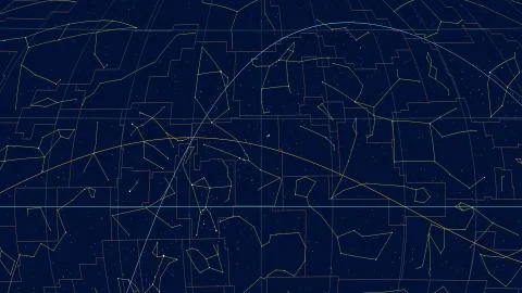Constellations, Ecliptic overview. Shapes, 60 RA Stock Illustration