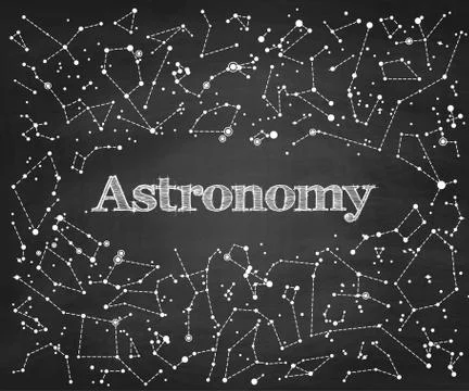 Constellations vector pattern with word Astronomy Stock Illustration