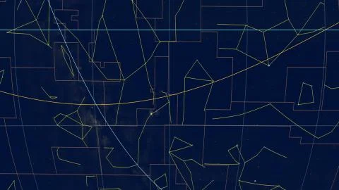 Constellations, Zoom of ecliptic view. Imagery, 240 RA Stock Illustration