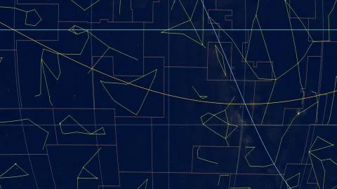 Constellations, Zoom of ecliptic view. Imagery, 300 RA Stock Illustration