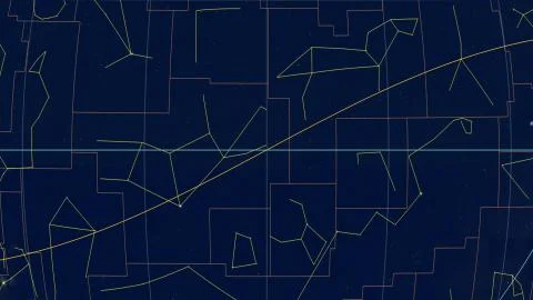 Constellations, Zoom of ecliptic view. Imagery, 180 RA Stock Illustration