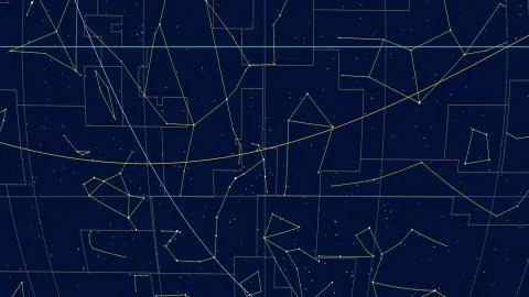 Constellations, Zoom of ecliptic view. Shapes, 240 RA Stock Illustration