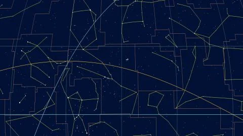 Constellations, Zoom of ecliptic view. Shapes, 60 RA Stock Illustration