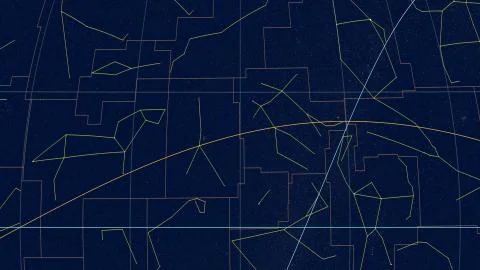 Constellations, Zoom of ecliptic view. Tycho, 120 RA Stock Illustration