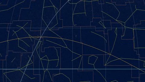 Constellations, Zoom of ecliptic view. Tycho, 60 RA Stock Illustration