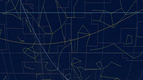Constellations, Zoom of ecliptic view. Tycho, 240 RA Stock Illustration