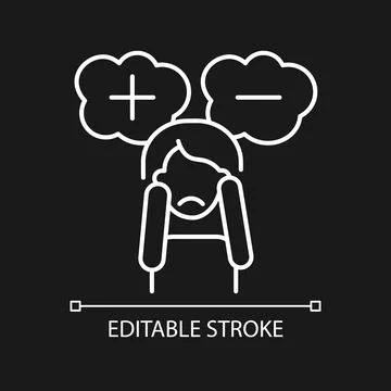 Consternation and perplexity white linear icon for dark theme Stock Illustration