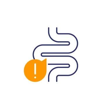 Constipation in bowel icon, vector Stock Illustration