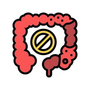 Constipation digestion system color icon vector illustration Stock Illustration
