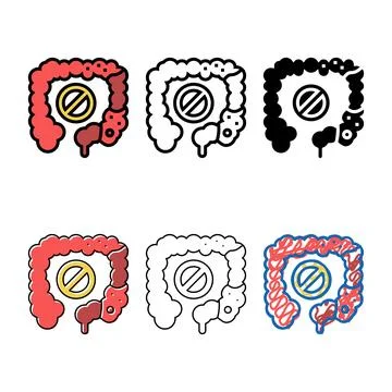 Constipation digestion system color icon vector diversity Stock Illustration