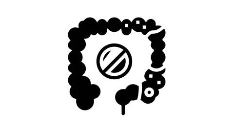 Constipation digestion system glyph icon animation Stock Footage 163955927
