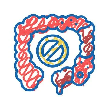 Constipation digestion system icon doodle illustration Stock Illustration