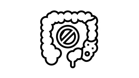 Constipation digestion system line icon animation Stock Footage 163950140