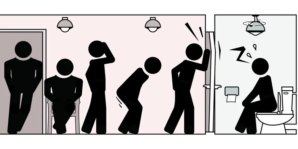 Constipation, holding pee and other toilet difficulties Stock Illustration
