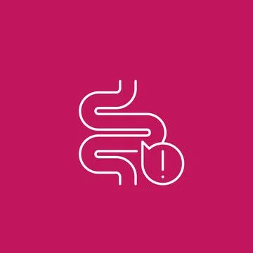 Constipation icon with bowel, linear vector Stock Illustration