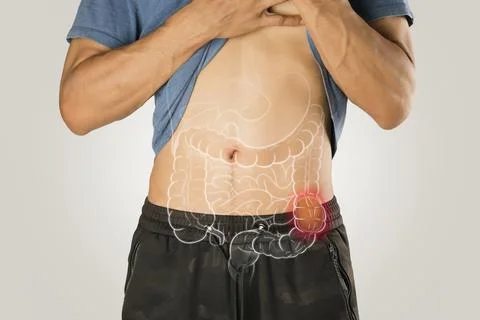 Constipation may lead to severe lower abdominal discomfort. Stock Photos