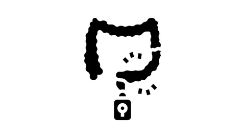 Constipation treatment glyph icon animation Stock Footage 326153063