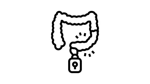 Constipation treatment line icon animation Stock Footage 326132214